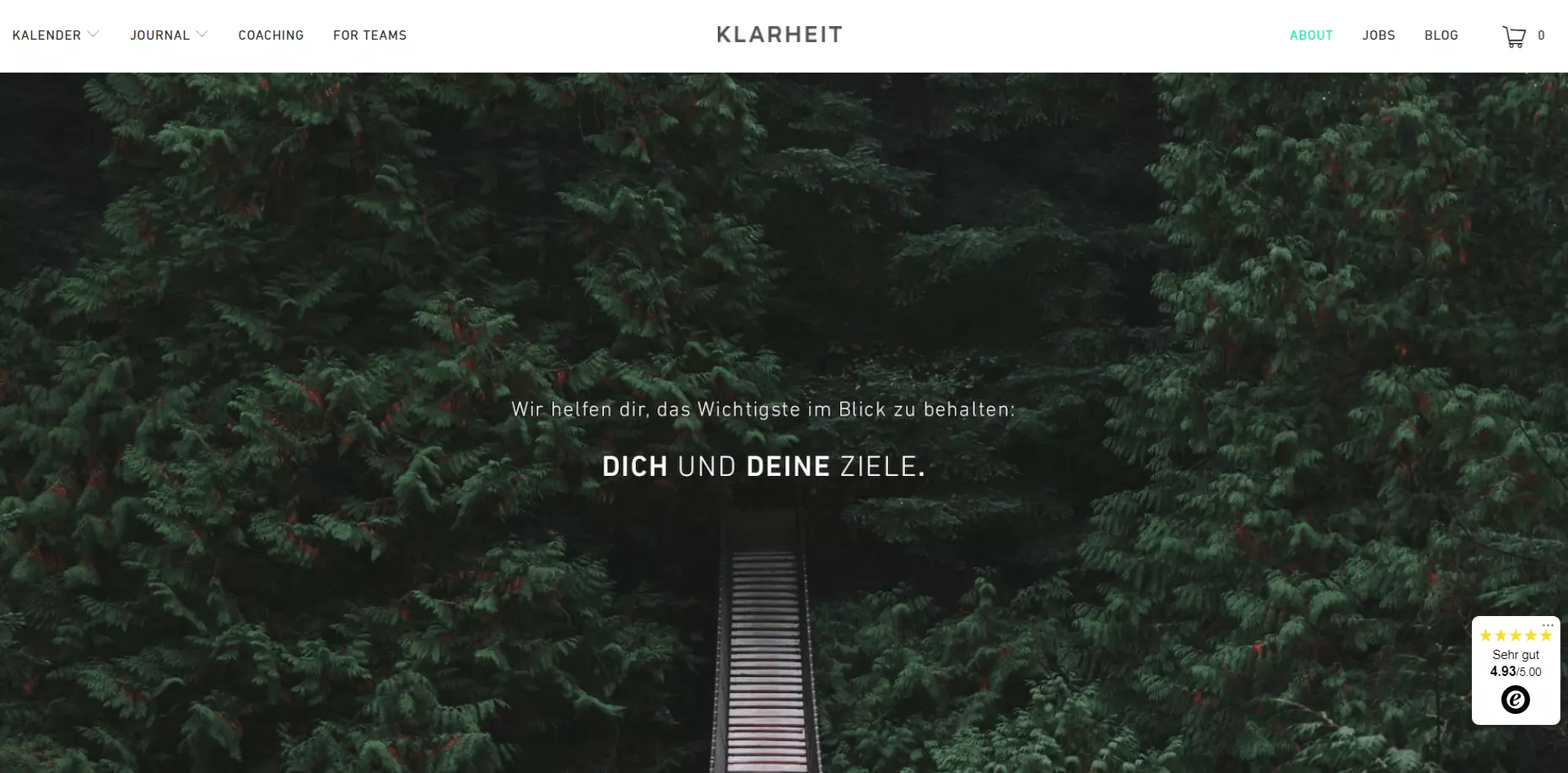 Bild: Über-uns-Seite von Kalender- und Coaching-Anbieter Klarheit