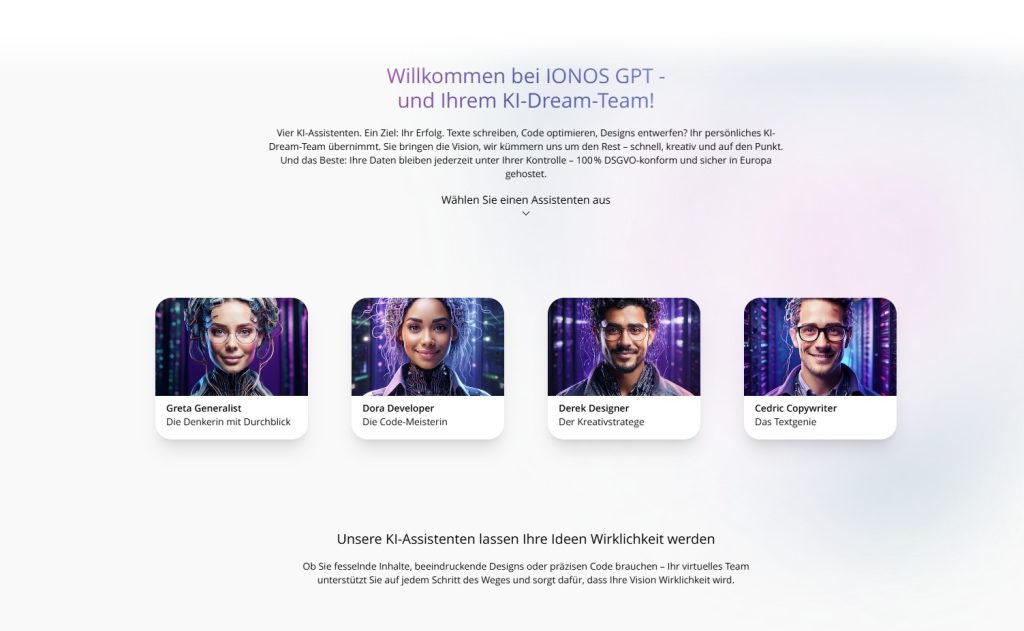 IONOS GPT landingpage